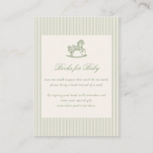 Böcker för bebis Vintage-häst Baby Shower-presente Tilläggskort