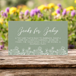 Böcker för Bebis Wildflower Sage Grön Bebis Shower Tilläggskort