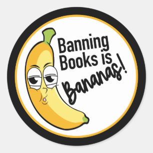 Böcker Förbjudna Bananer  Runt Klistermärke