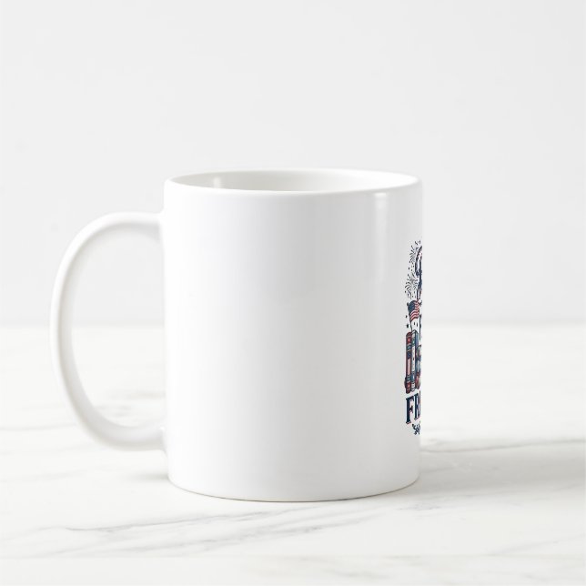 Böcker Fyrverkerier och Frihet Patriotisk Läshalsa Kaffemugg (Vänster)