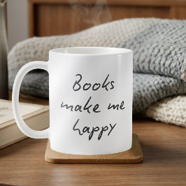 Böcker gör mig glad Handskriven mörkgrå script Kaffemugg