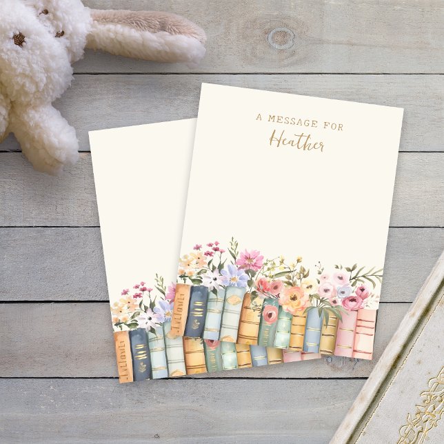 Böcker Grattiskort (Watercolor Wildflower Books Message Card by Painted Paperie
)