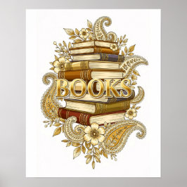 Böcker Guldton Konst Läsare Författare Bibliofiler Poster