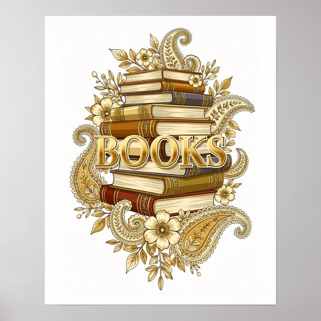 Böcker Guldton Konst Läsare Författare Bibliofiler Poster (Framsidan)
