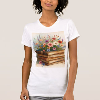 Böcker i full blom – Vattenfärgade vilda blommor T Shirt