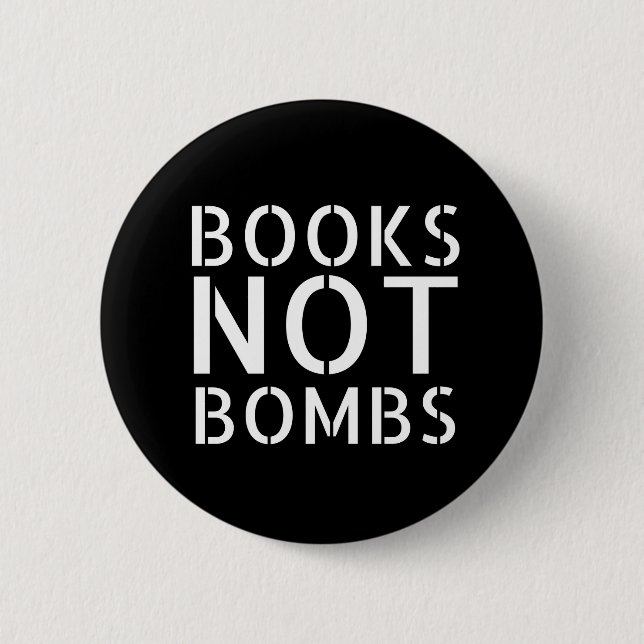 Böcker Inte Bomber - KrigsMotstånds slogan Knapp (Framsida)