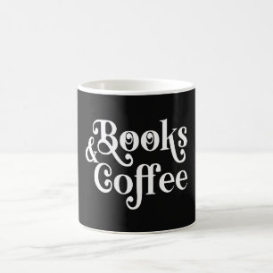 Böcker & Kaffe Typografi Svart och Vitt Kaffemugg