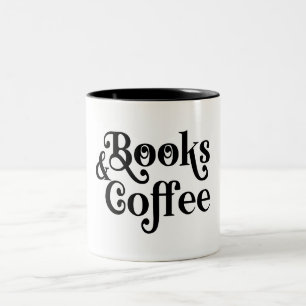 Böcker & Kaffe Typografi Svart och Vitt Två-Tonad Mugg