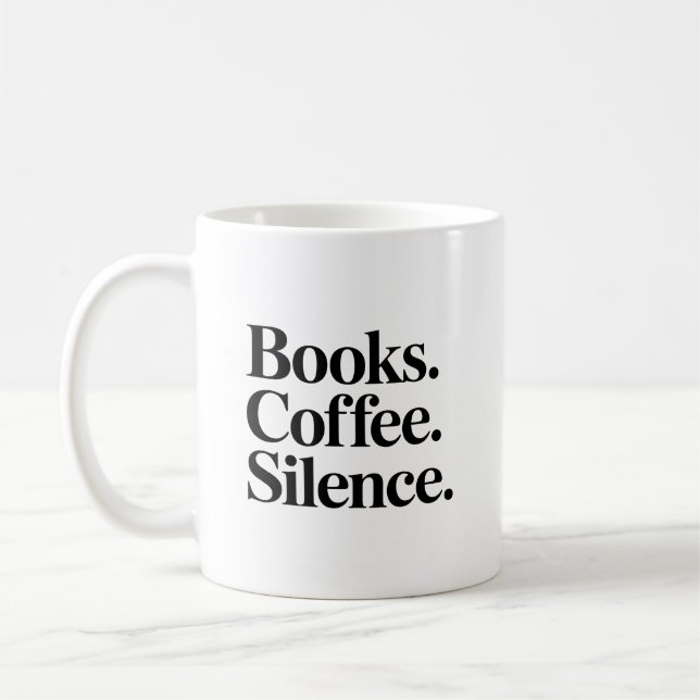 Böcker. Kaffe. Tystnad. Bokälskare Mugg (Vänster)
