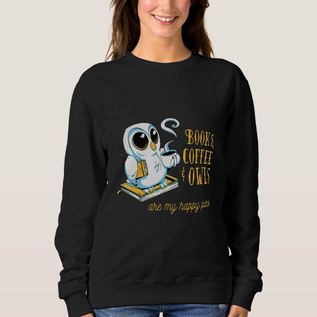 böcker kaffe ugglor läs t shirt (Framsida)