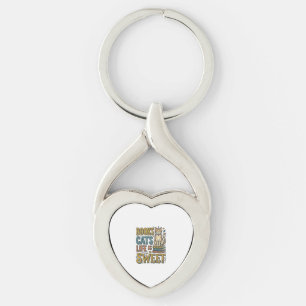 Böcker Katter Livet Är Sött Vintage Katt Läsare De Twisted Heart Silverfärgad Nyckelring