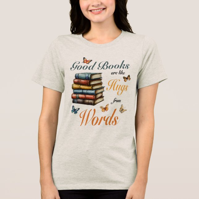 Böcker Kram Ord & Fjärilar bibliotekarier läsare T Shirt (Framsida)
