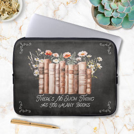 Böcker med blommor och citat på svart svarta tavla laptop fodral