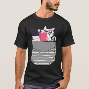Böcker nörd Cat bok i fickan T Shirt