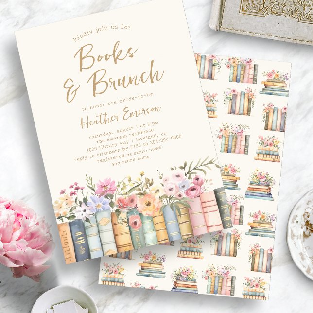 Böcker och Brunch Bröllopsdusch Inbjudningar (Books and Brunch Bridal Shower Invitation
)