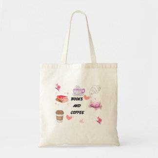 Böcker och kaffe estetisk totebag tygkasse