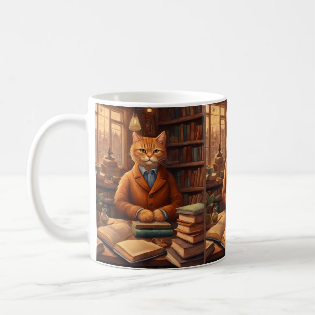 böcker och katter kaffemugg (Vänster)