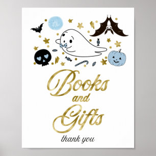 Böcker och presenter Halloween Baby Shower-skylt Poster