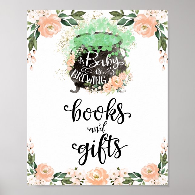 Böcker och presenter Halloween flicka baby shower  Poster (Framsidan)