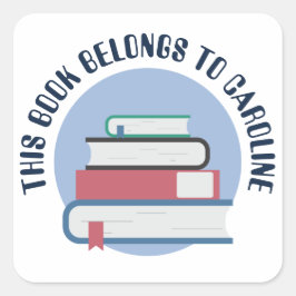 BÖCKER, STAPLAD BÖCKER, LÄROBÖCKER, BOKHÖG FYRKANTIGT KLISTERMÄRKE