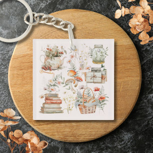 Böcker Svamp Blommig Whimsical Cottagecore Konst
