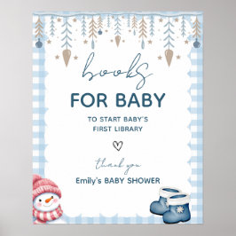 Böcker till babysign vid vinter-babyshower poster