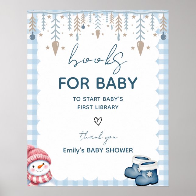 Böcker till babysign vid vinter-babyshower poster (Framsidan)