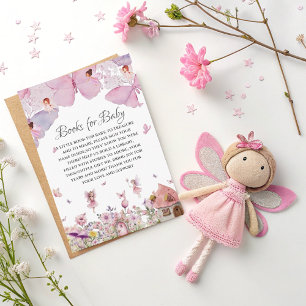 Böcker till bebis-kort - Rosa fe-tjej baby shower Tilläggskort
