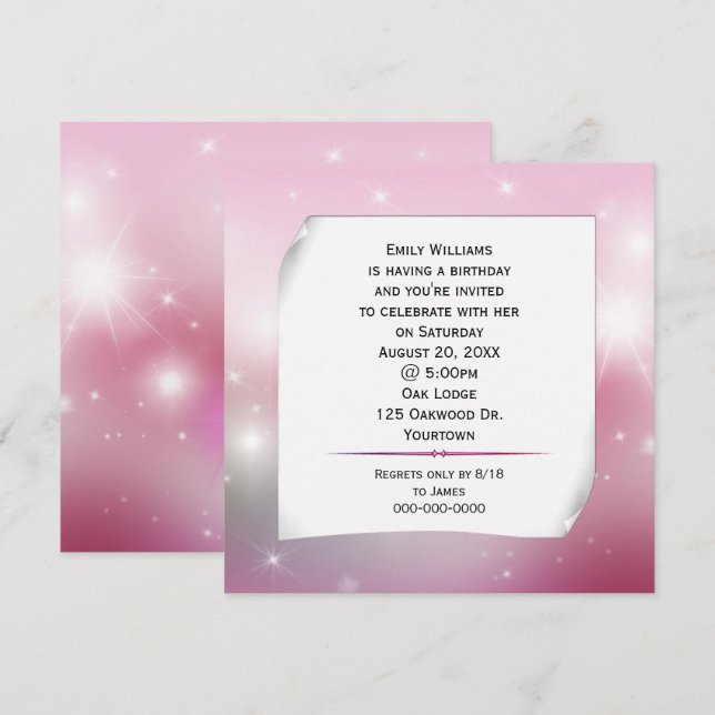 Bocklade papper på Bokeh-stjärnor Inbjudningar (Fram/baksida)