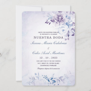 Boda Azur Klar och Lavendel Inbjudningar