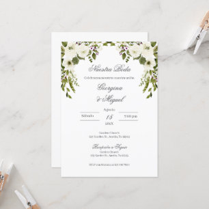 Boda blommigt de la vegetación española Inbjudningar