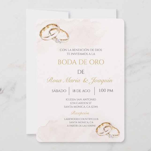 Boda de oro editable inbjudningar (Framsida)