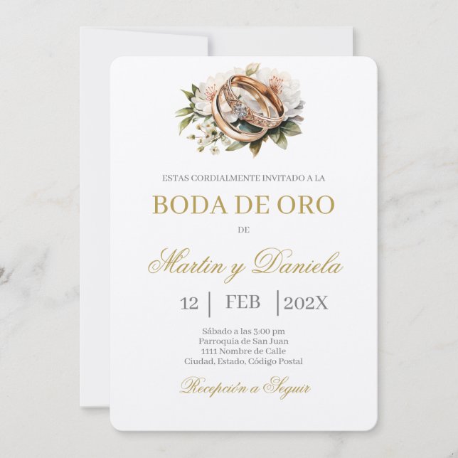 Boda de oro editable inbjudningar (Framsida)