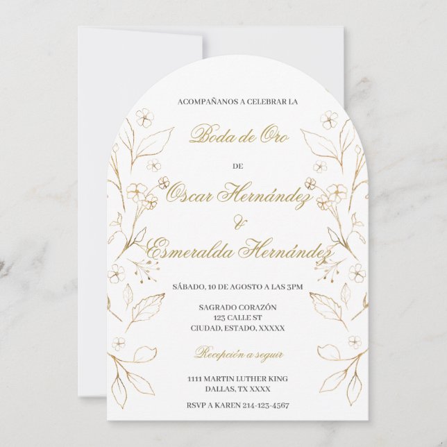 Boda de oro editable inbjudningar (Framsida)
