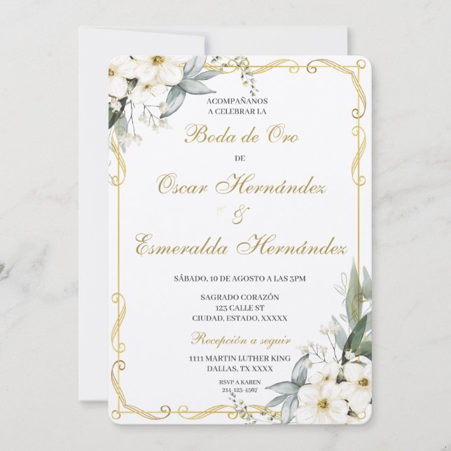 Boda de oro elegante editable inbjudningar (Framsida)