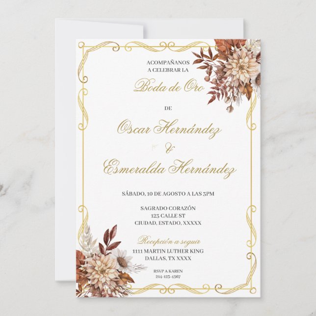 Boda de oro elegante editable inbjudningar (Framsida)