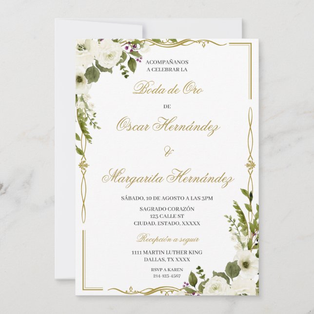 Boda de oro elegante editable inbjudningar (Framsida)