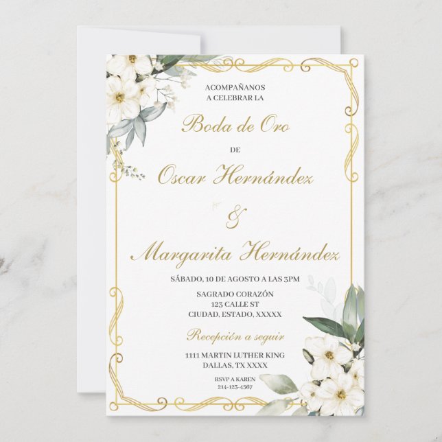 Boda de oro elegante editable inbjudningar (Framsida)