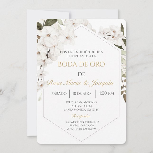 Boda de oro inbjudningar (Framsida)
