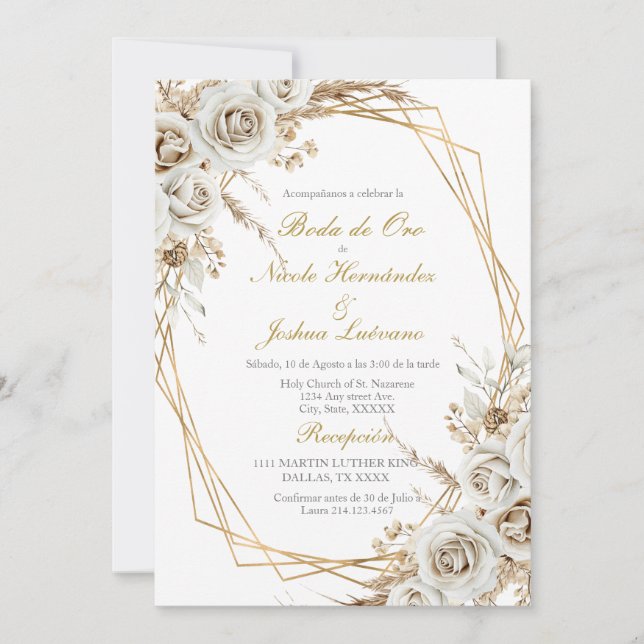 Boda de oro wedding invitation inbjudningar (Framsida)