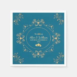 Boda en Azul y Dorado Pappersservett