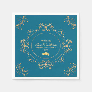 Boda en Azul y Dorado Pappersservett