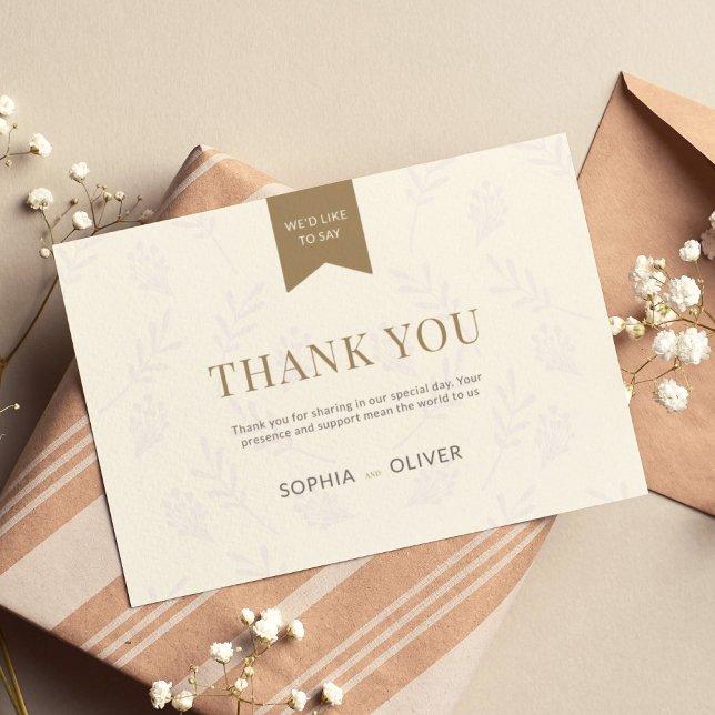 Boda romántico dorado ramas de olivo tack kort (Skapare uppladdad)