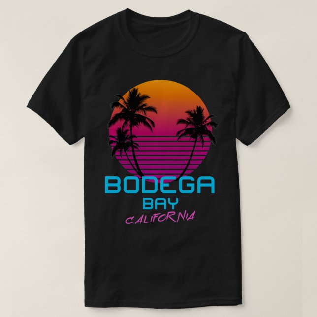 Bodega Bay California Retro 80s T Shirt (Design framsida)