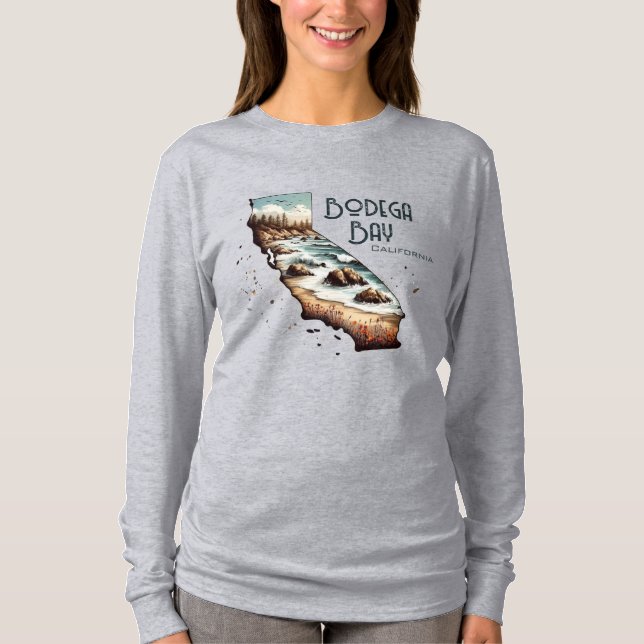 Bodega Bay California Souvenir Gift T Shirt (Framsida)