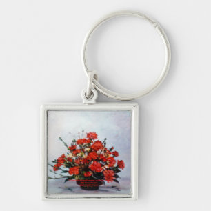 Bodegón de Flores/Fortsatt blomsterliv Fyrkantig Silverfärgad Nyckelring