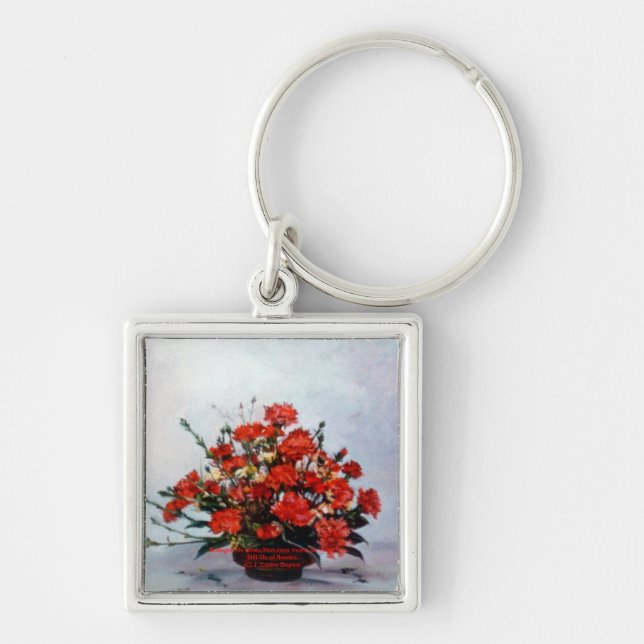 Bodegón de Flores/Fortsatt blomsterliv Fyrkantig Silverfärgad Nyckelring (Framsidan)