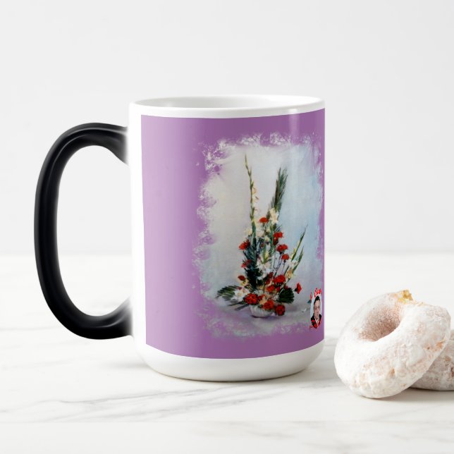 Bodegón de flores magisk mugg (Med munk)