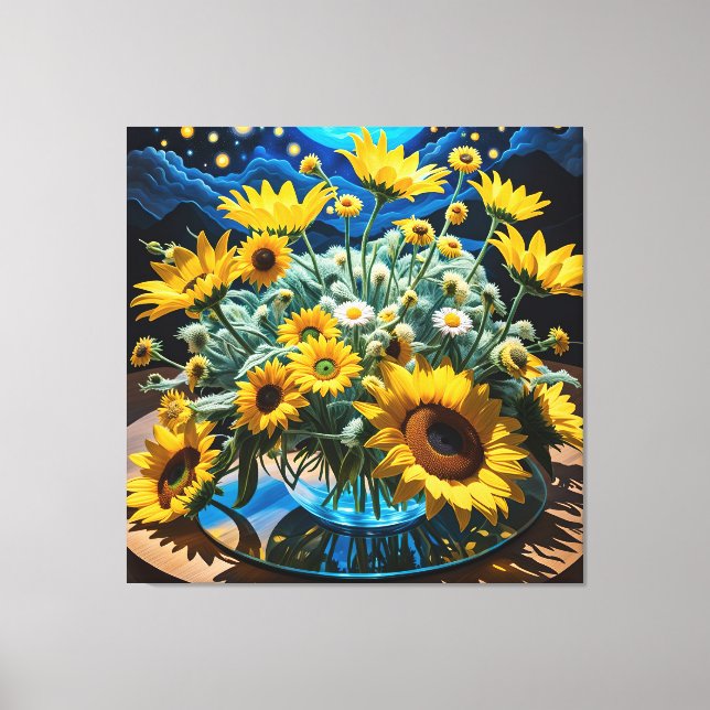 Bodegón Flores y Noche 1 - 001 Canvastryck (Framsida)