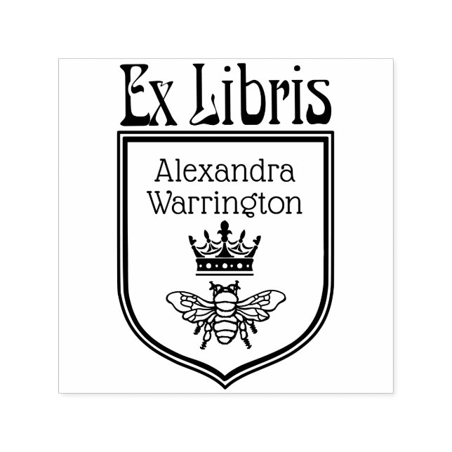 Bödel med kronkron Emblem Ex Libris Boknamn Självfärgande Stämpel (Design)